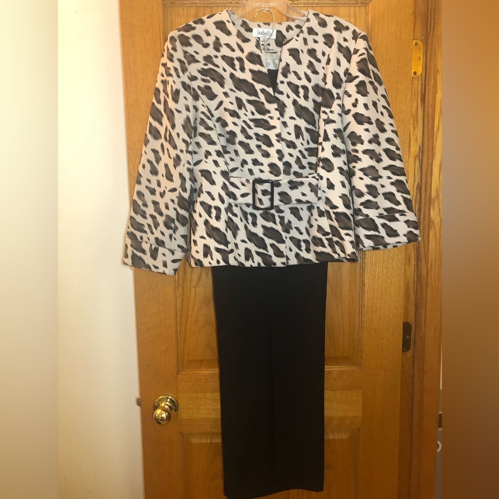 Isabella Animal Print Blazer and Black Pants Set
